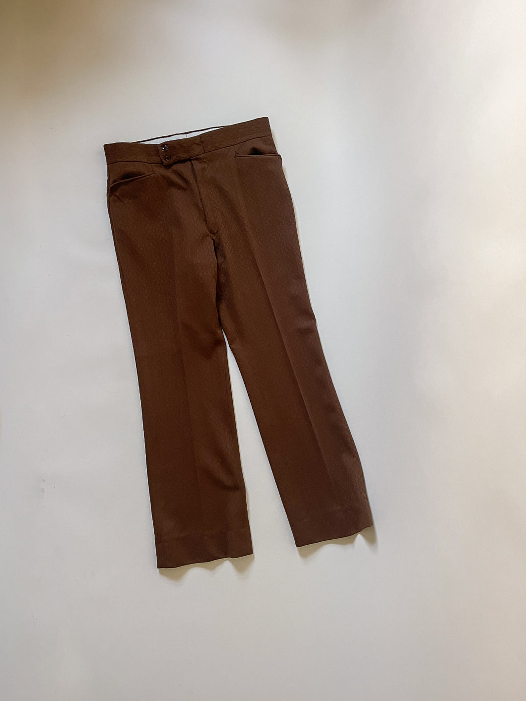 70s Poly Brown Leisure Pants | XL-2X