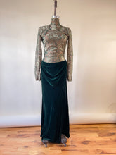 Load image into Gallery viewer, 80s Bob Mackie Emerald Green Lace Velvet Gown | S