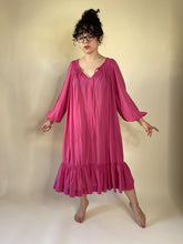 Load image into Gallery viewer, 70s Pink Gauzy Cotton Balloon Sleeve Midi Dress | S-L