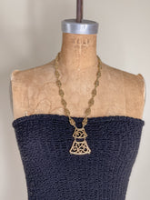 Load image into Gallery viewer, 90s Gold Tone Pendant Costume Necklace
