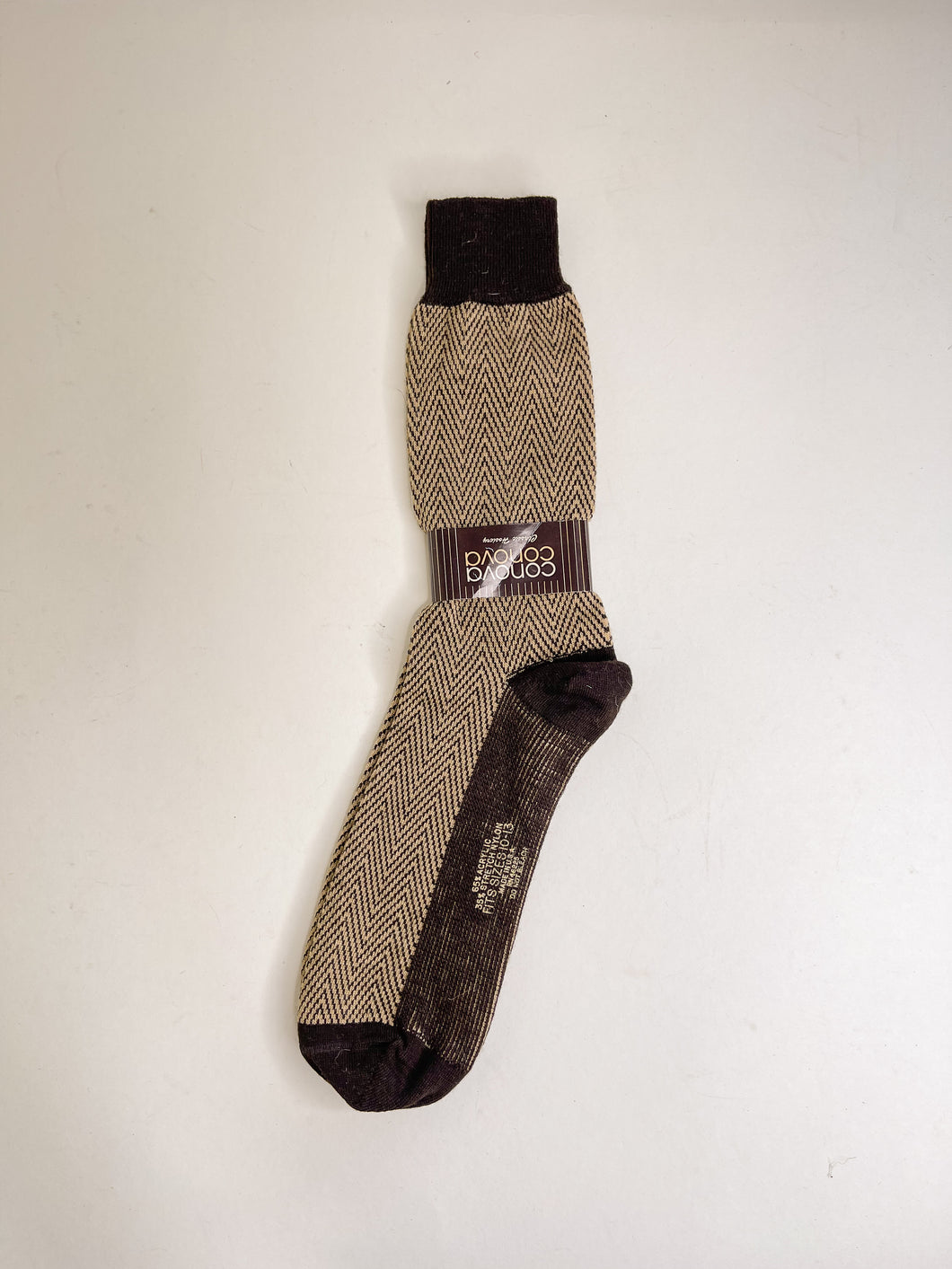 70s Brown Zig Zag Socks | Size 10-13
