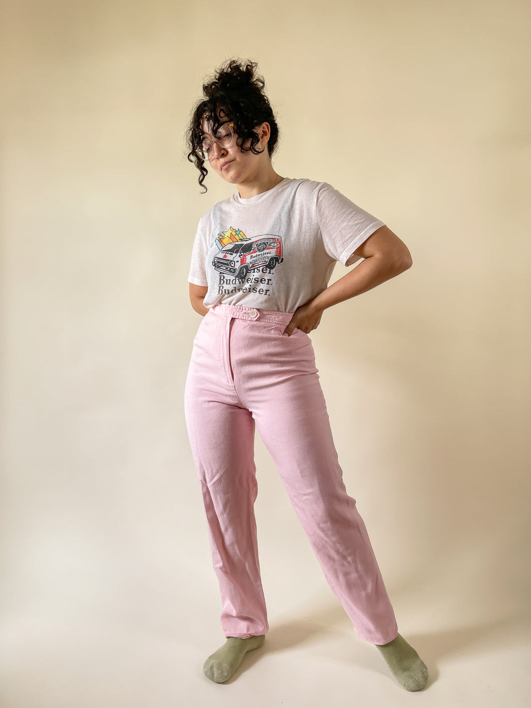 90s Evan Picone Pink High Rise Trousers | 27w