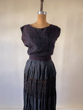 Load image into Gallery viewer, 30s Black Woven Taffeta Ribbon Skirt Set | M
