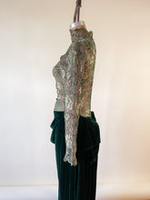 Load image into Gallery viewer, 80s Bob Mackie Emerald Green Lace Velvet Gown | S

