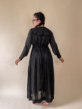Load image into Gallery viewer, 1890s Victorian Black Mourning Day Dress | XS-SM
