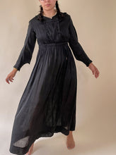 Load image into Gallery viewer, 1890s Victorian Black Mourning Day Dress | XS-SM
