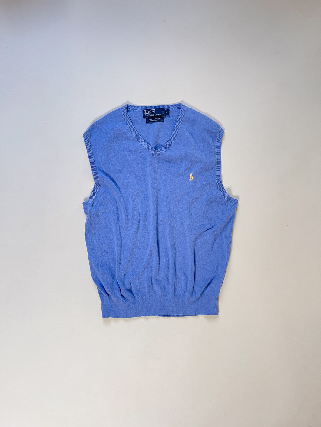 Early 90s Polo Ralph Lauren Pima Cotton Blue Sweater Vest | M-L