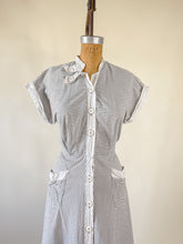Load image into Gallery viewer, 40s Alamo Grey Cotton Striped Dress | S-M
