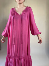 Load image into Gallery viewer, 70s Pink Gauzy Cotton Balloon Sleeve Midi Dress | S-L

