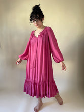 Load image into Gallery viewer, 70s Pink Gauzy Cotton Balloon Sleeve Midi Dress | S-L
