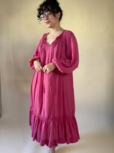 Load image into Gallery viewer, 70s Pink Gauzy Cotton Balloon Sleeve Midi Dress | S-L
