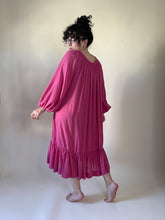 Load image into Gallery viewer, 70s Pink Gauzy Cotton Balloon Sleeve Midi Dress | S-L

