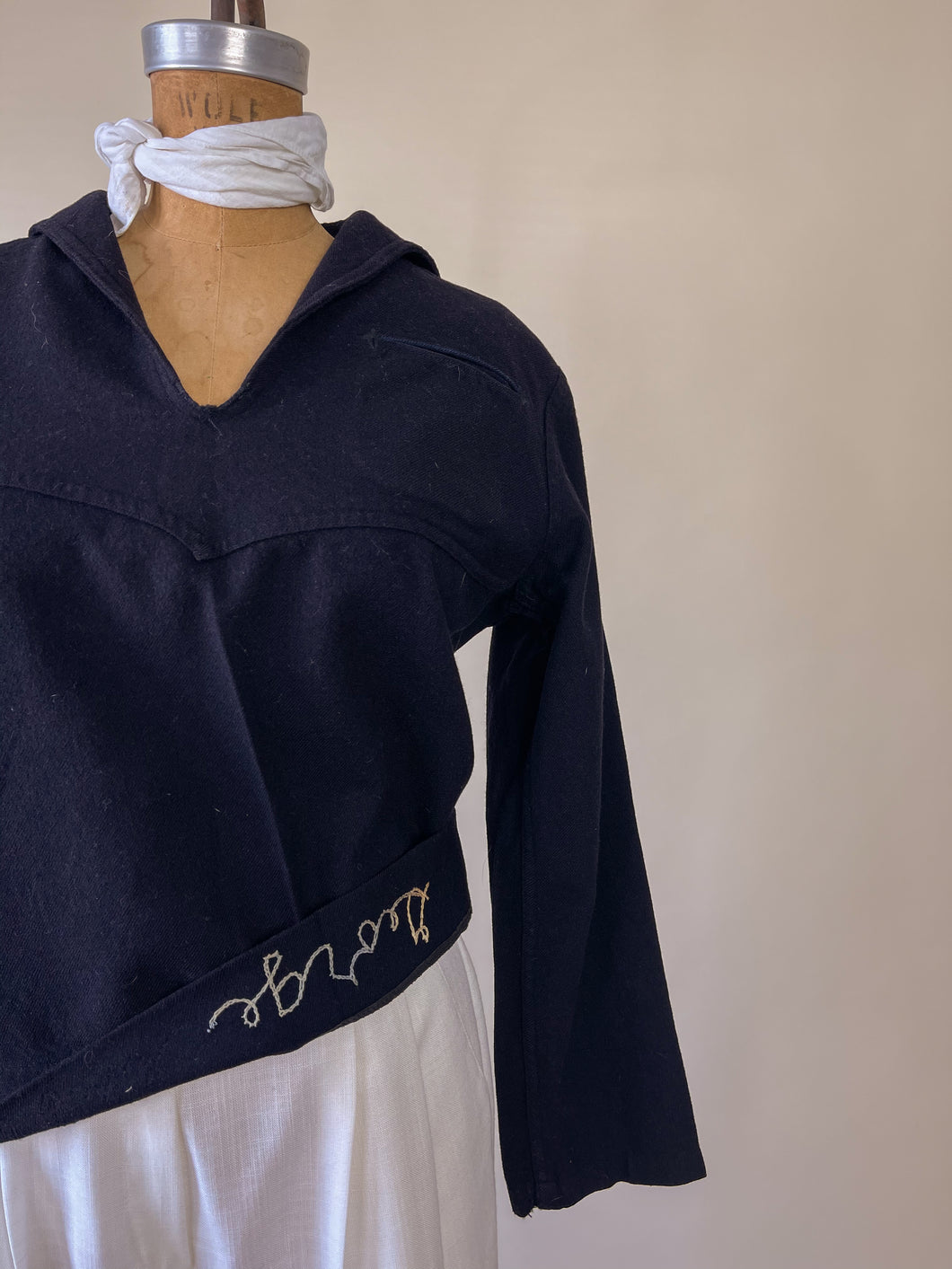 WWII Naval Clothing Factory Chainstitch Sailor Jumper | XS