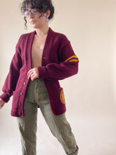 Load image into Gallery viewer, 50s Princeton Knitting Mills Gloucester High Maroon Cardigan | S-M
