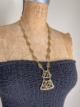 Load image into Gallery viewer, 90s Gold Tone Pendant Costume Necklace
