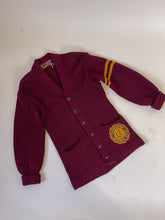 Load image into Gallery viewer, 50s Princeton Knitting Mills Gloucester High Maroon Cardigan | S-M
