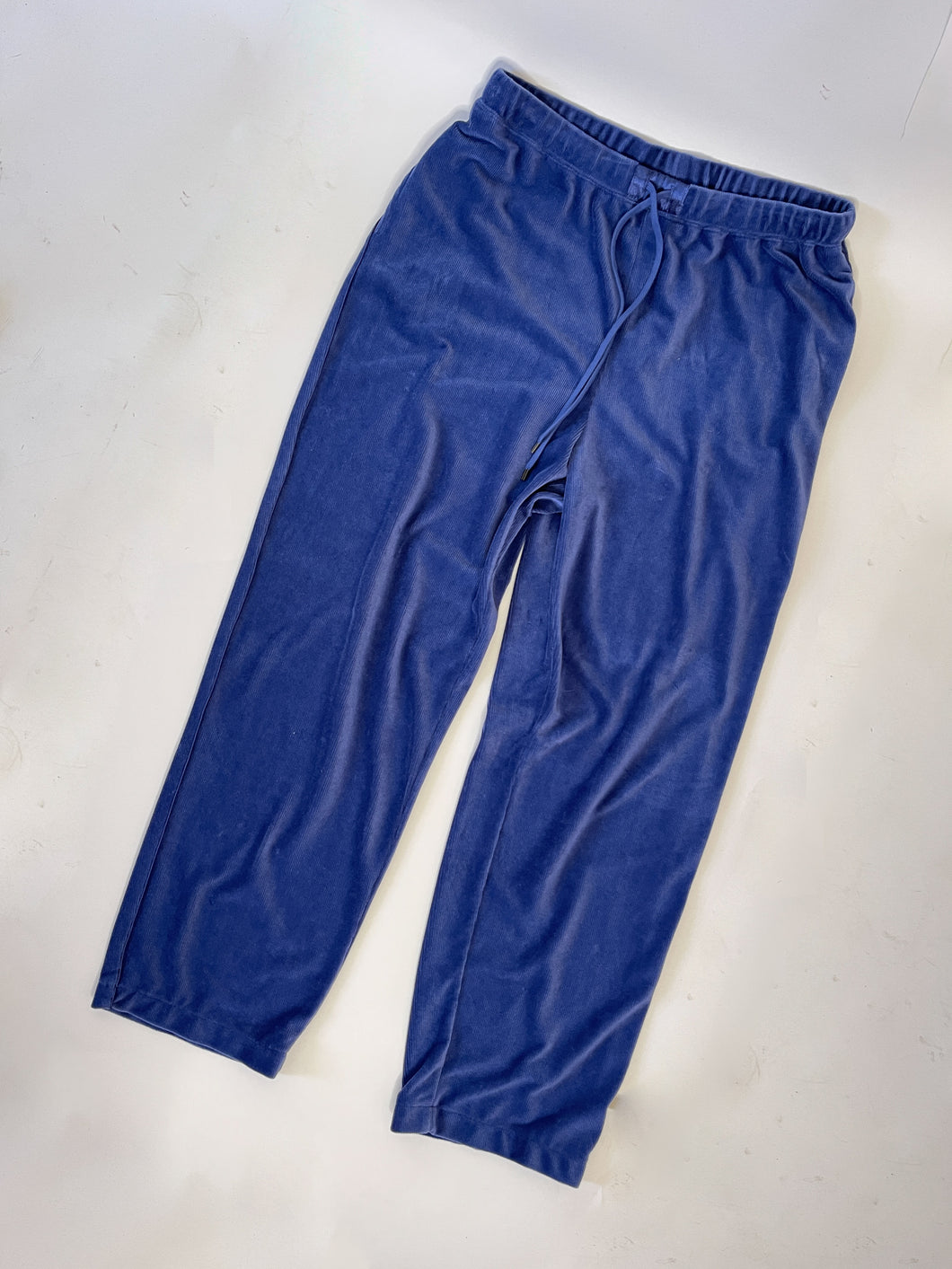 90s Blue Velour Drawstring Lounge Pants | L-XL