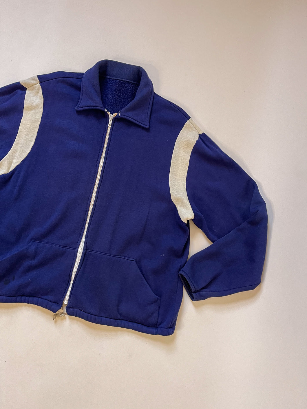70s Blue Zip Up Sweatshirt | L-XXL