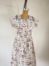 Load image into Gallery viewer, 40s Vintage Ladies Strolling Homemade Novelty Print Dress | 28w
